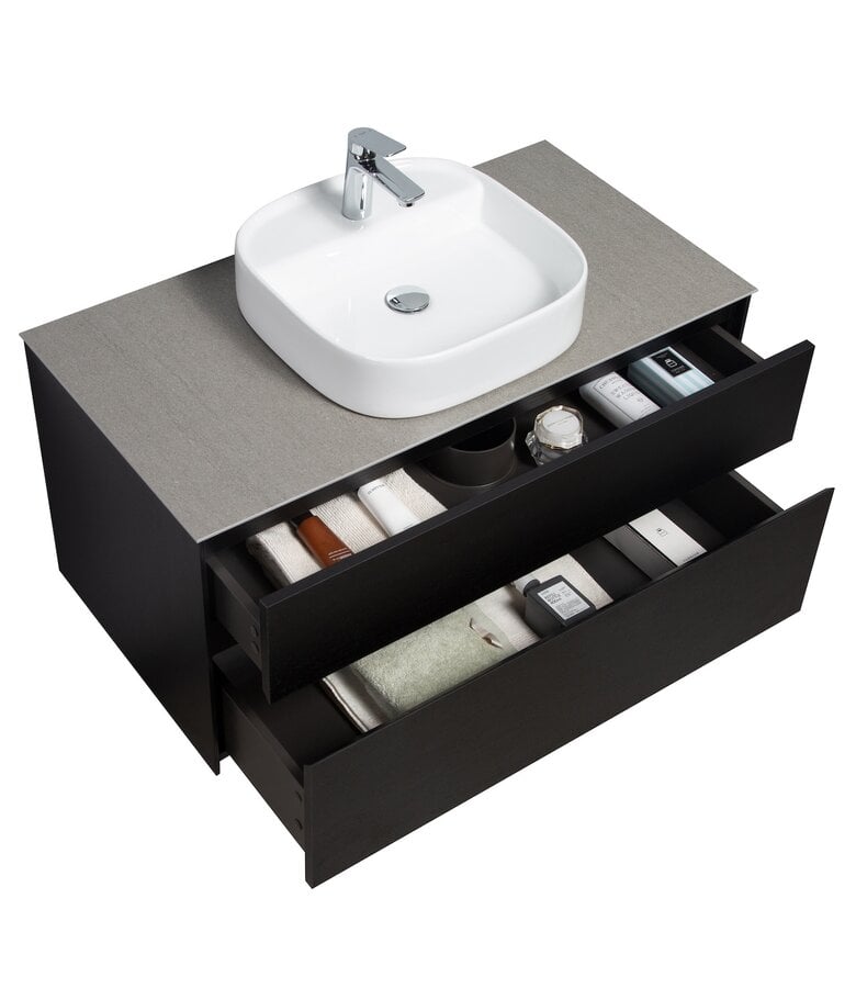 Badplaats Badkamermeubel Hamilton 100cm - Zwart Houtnerf