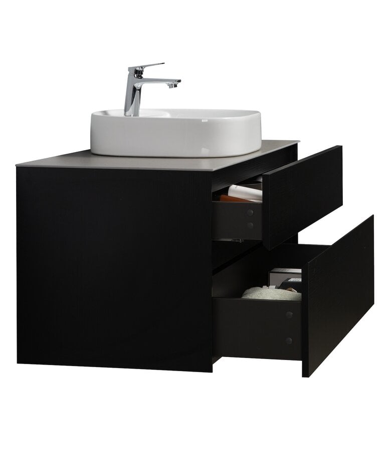 Badplaats Badkamermeubel Hamilton 100cm - Zwart Houtnerf