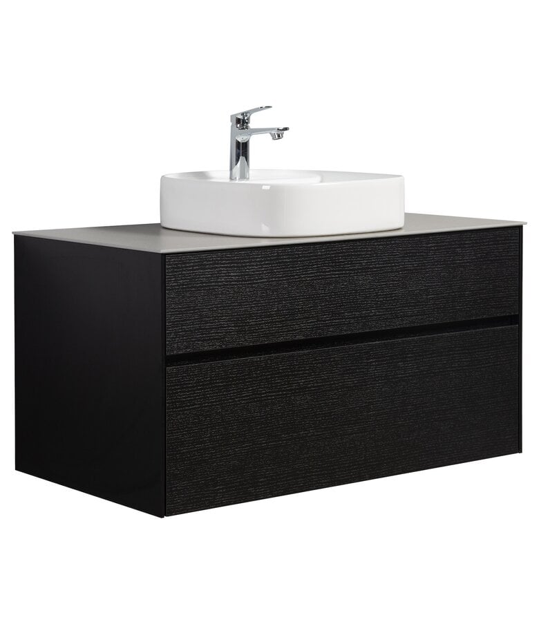 badplaats Badkamermeubel Hamilton 100cm - zwart houtnerf