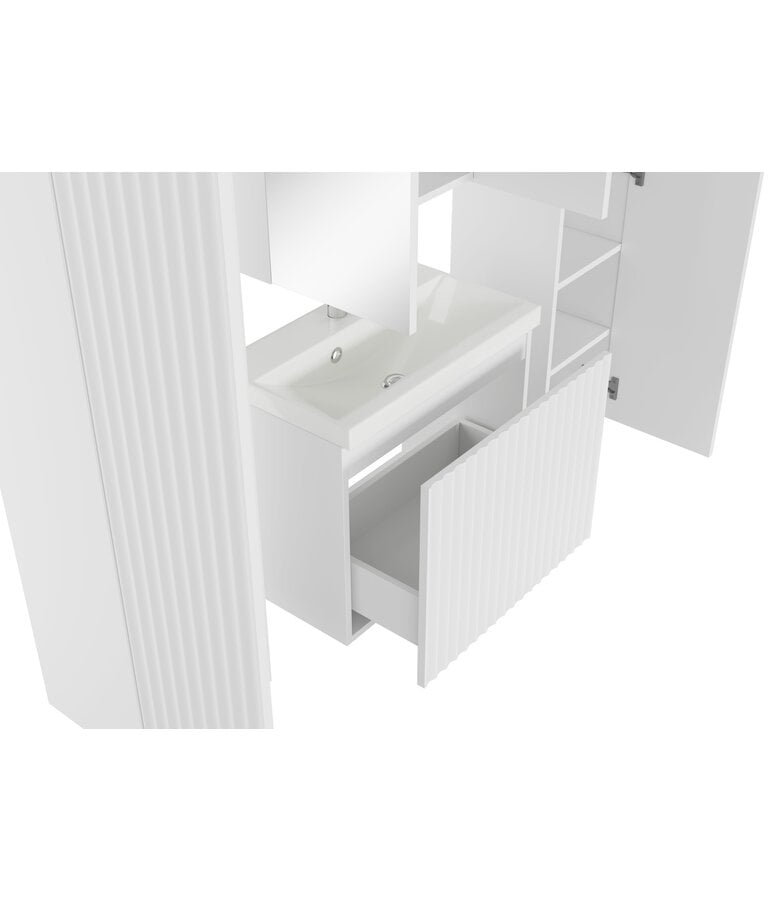 Badplaats Badkamermeubel Malta 60cm Complete Set Met Spiegelkast - Wit