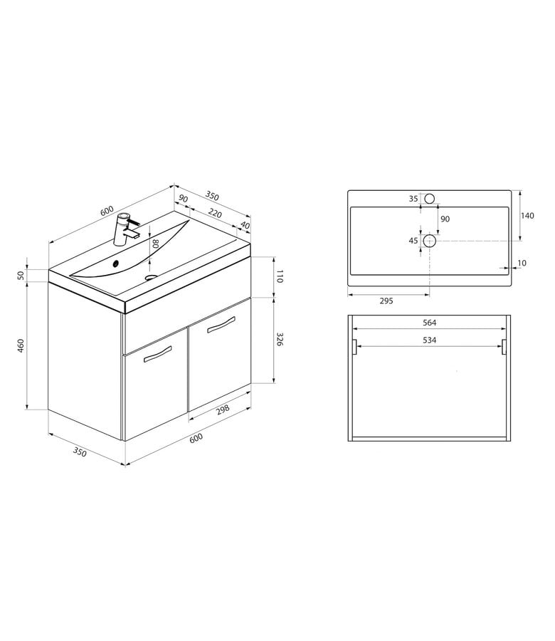 Badplaats Badkamermeubel Montreal 01 60cm Met Wastafel - Beton