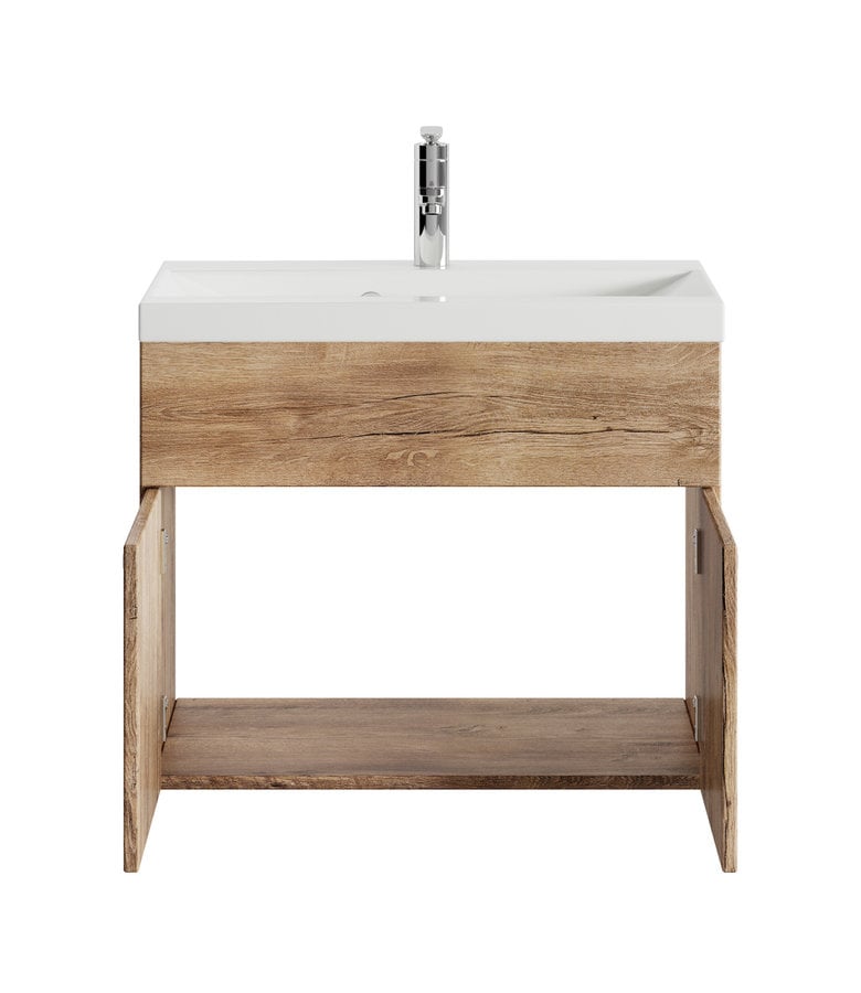 Badplaats Badkamermeubel Montreal 01 60cm Met Wastafel - Bruin Eiken