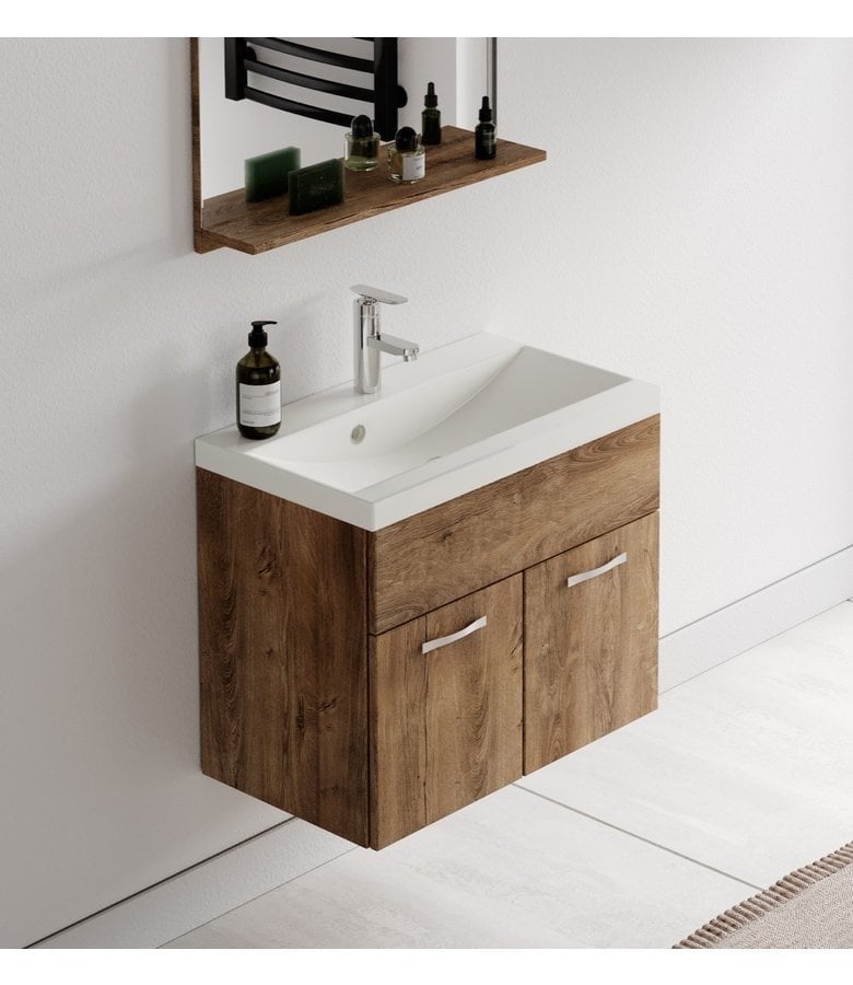 Badplaats Badkamermeubel Montreal 01 60cm Met Wastafel - Bruin Eiken