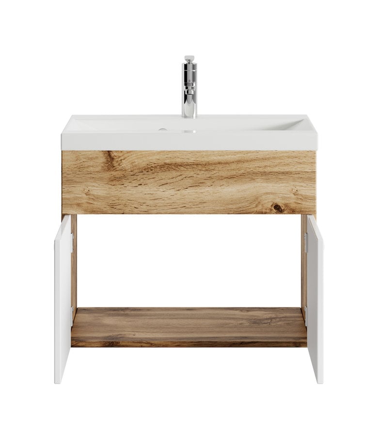 Badplaats Badkamermeubel Montreal 01 60cm Met Wastafel - Eiken Met Wit