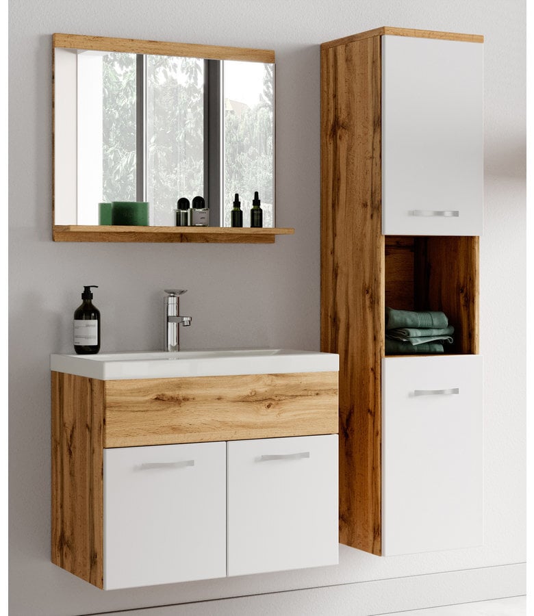 Badplaats Badkamermeubel Montreal 01 60cm Met Wastafel - Eiken Met Wit