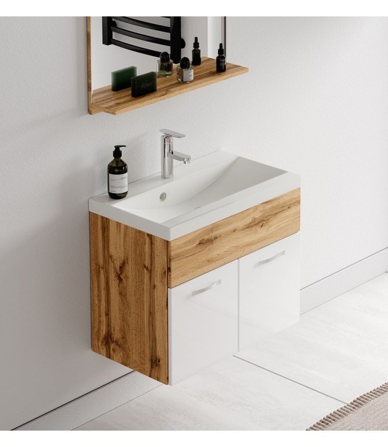 Badplaats Badkamermeubel Montreal 01 60cm Met Wastafel - Eiken Met Wit
