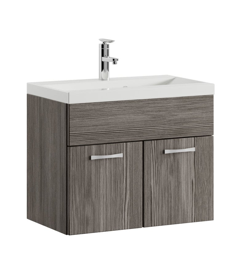 badplaats Badkamermeubel Montreal 01 60cm met wastafel - grijs eiken