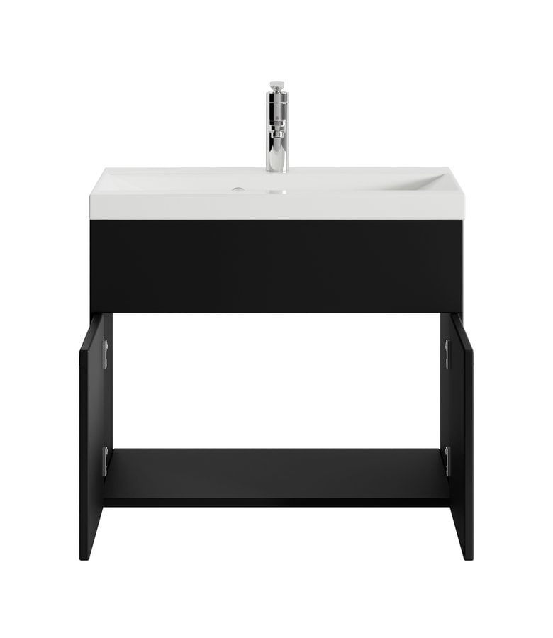 Badplaats Badkamermeubel Montreal 01 60cm Met Wastafel - Hoogglans Zwart