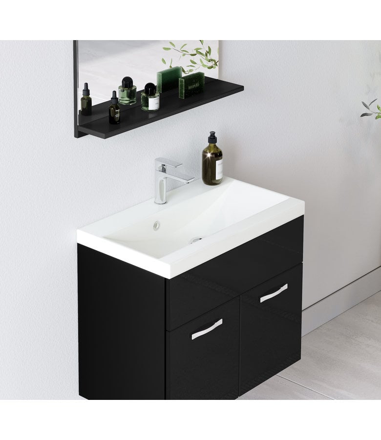 Badplaats Badkamermeubel Montreal 01 60cm Met Wastafel - Hoogglans Zwart