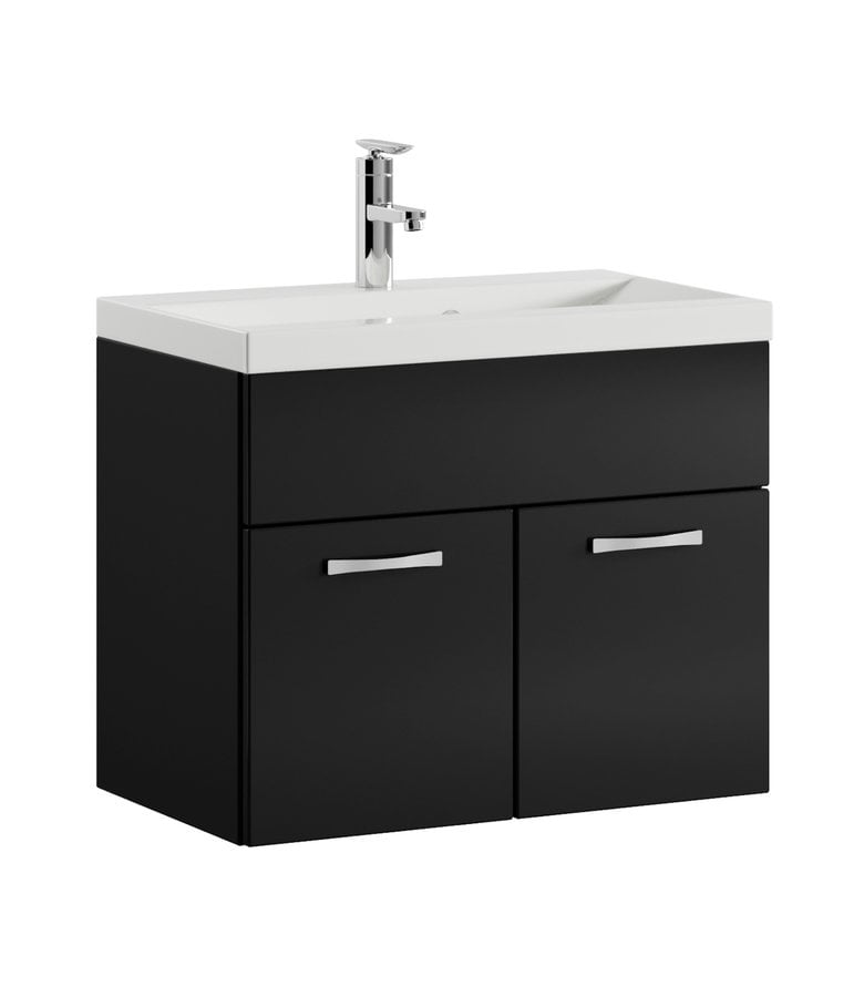 badplaats Badkamermeubel Montreal 01 60cm met wastafel - hoogglans zwart