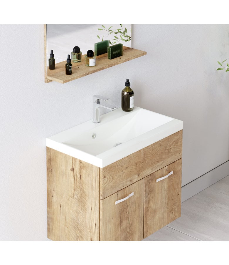 Badplaats Badkamermeubel Montreal 01 60cm Met Wastafel - Kastanje Eiken