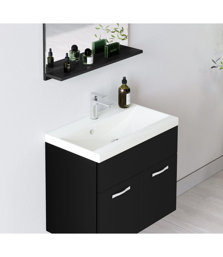 Badplaats Badkamermeubel Montreal 01 60cm Met Wastafel - Mat Zwart