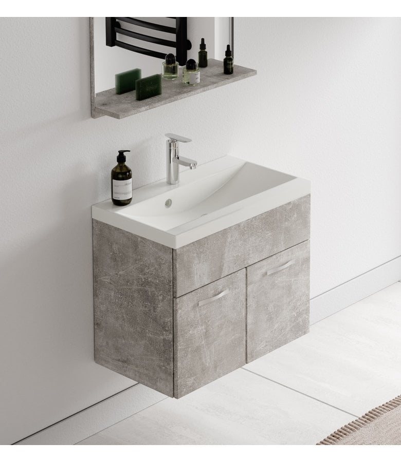 Badplaats Badkamermeubel Montreal 02 60cm Met Spiegel - Beton Grijs