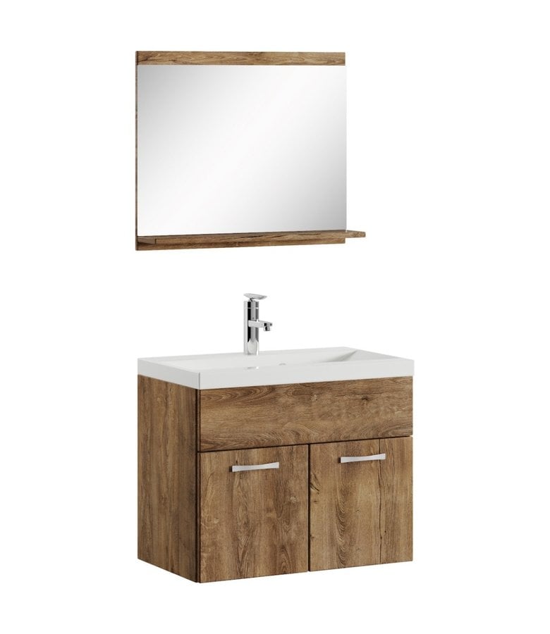 badplaats Badkamermeubel Montreal 02 60cm met spiegel - bruin eiken