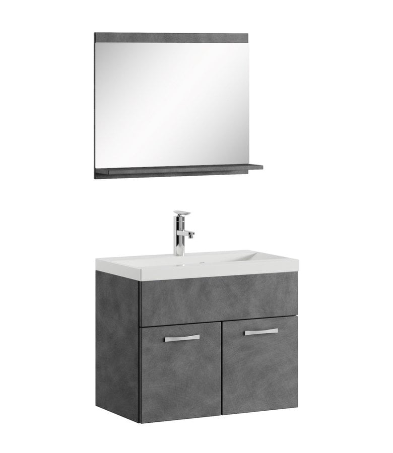 badplaats Badkamermeubel Montreal 02 60cm met spiegel - donker grijs