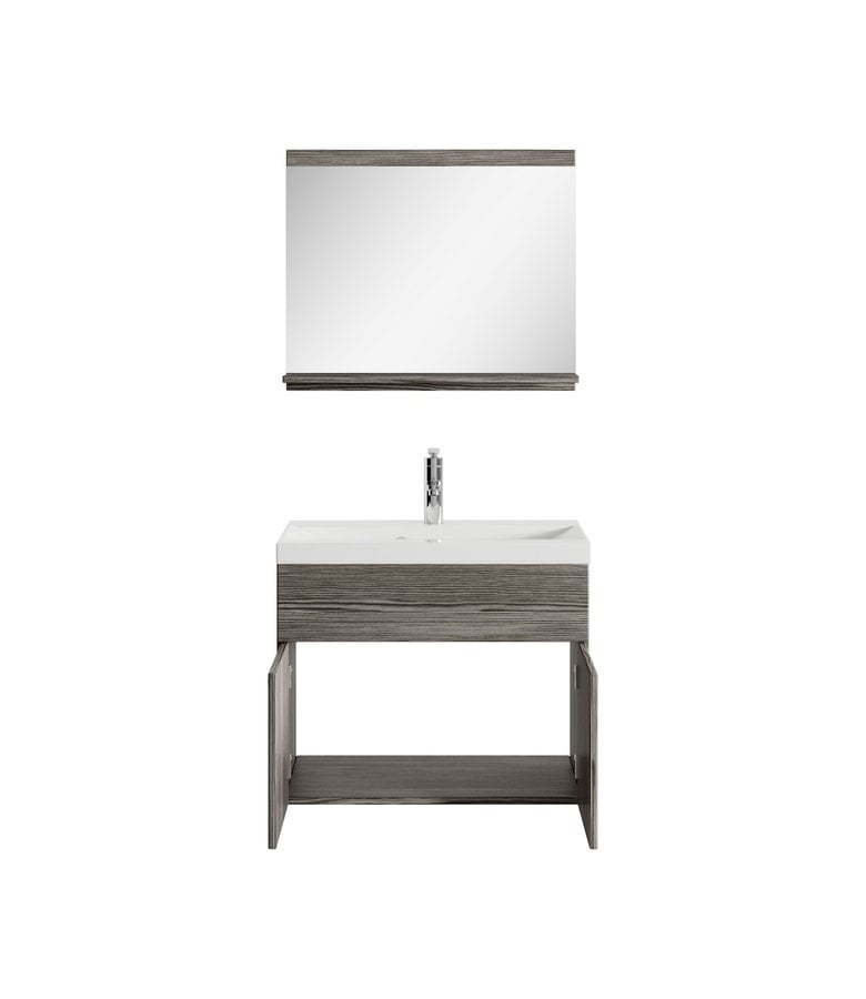 Badplaats Badkamermeubel Montreal 02 60cm Met Spiegel - Grijs Eiken