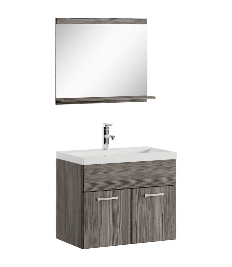 badplaats Badkamermeubel Montreal 02 60cm met spiegel - grijs eiken