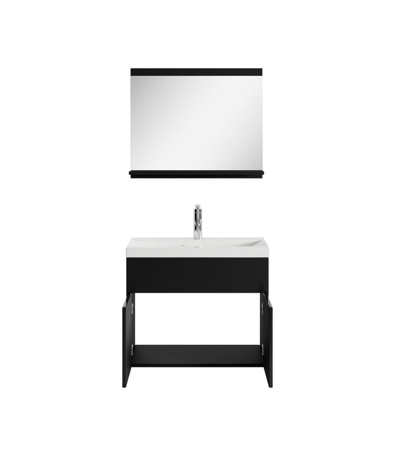Badplaats Badkamermeubel Montreal 02 60cm Met Spiegel - Hoogglans Zwart