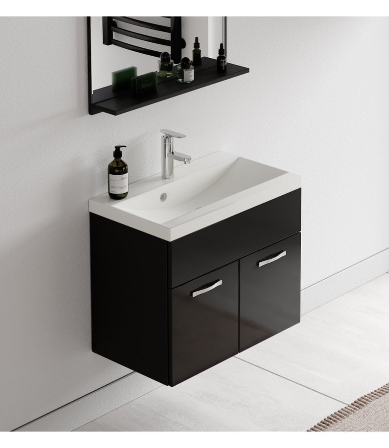 Badplaats Badkamermeubel Montreal 02 60cm Met Spiegel - Hoogglans Zwart