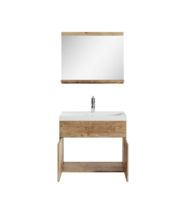 Badplaats Badkamermeubel Montreal 02 60cm Met Spiegel - Kastanje Eiken