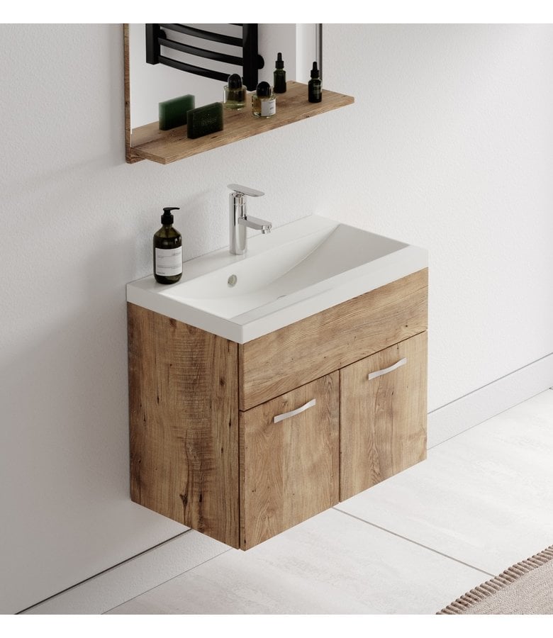 Badplaats Badkamermeubel Montreal 02 60cm Met Spiegel - Kastanje Eiken