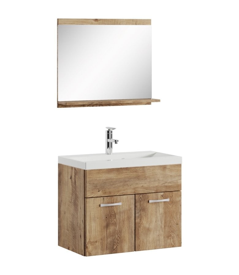 badplaats Badkamermeubel Montreal 02 60cm met spiegel - kastanje eiken