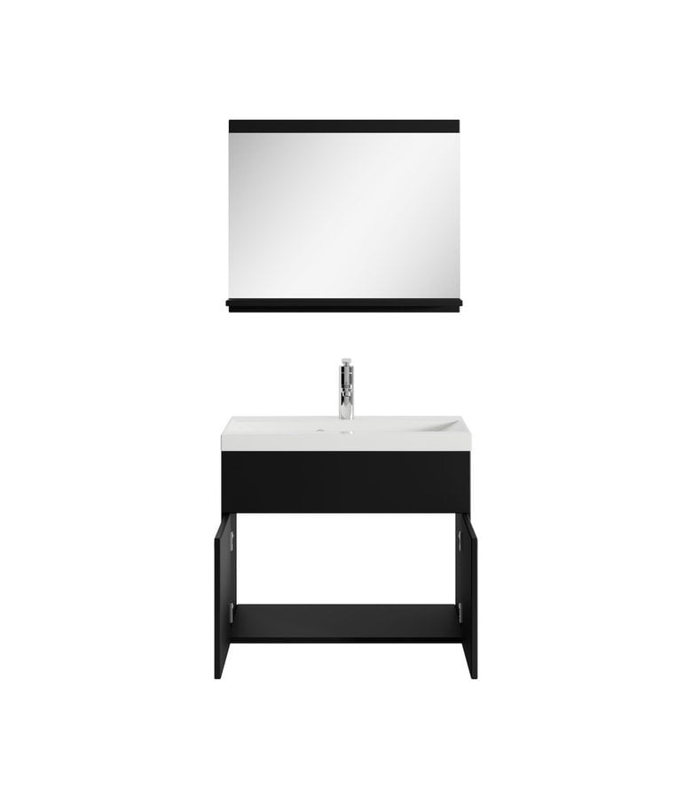 Badplaats Badkamermeubel Montreal 02 60cm Met Spiegel - Mat Zwart