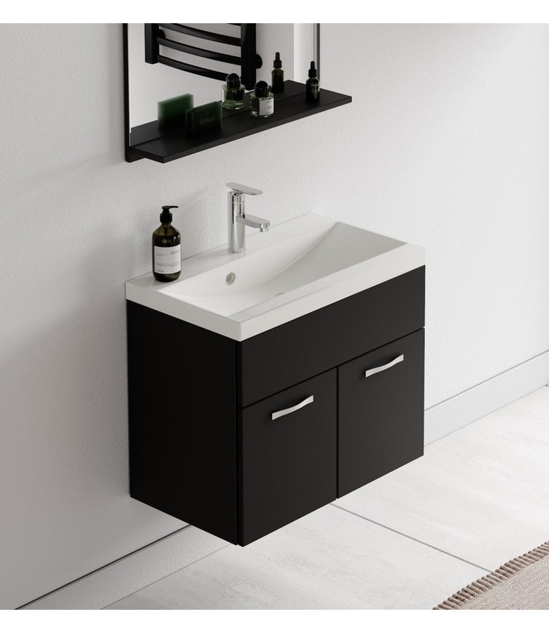 Badplaats Badkamermeubel Montreal 02 60cm Met Spiegel - Mat Zwart