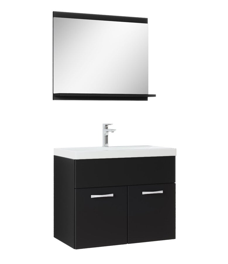 badplaats Badkamermeubel Montreal 02 60cm met spiegel - mat zwart