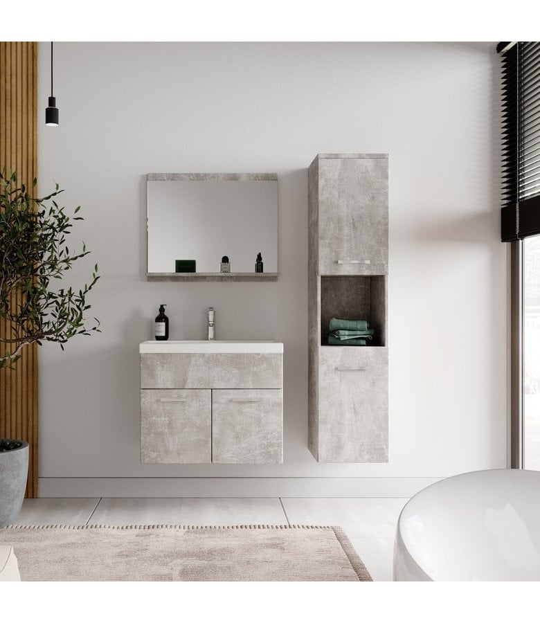 Badplaats Badkamermeubel Montreal 60cm Complete Set - Beton Grijs