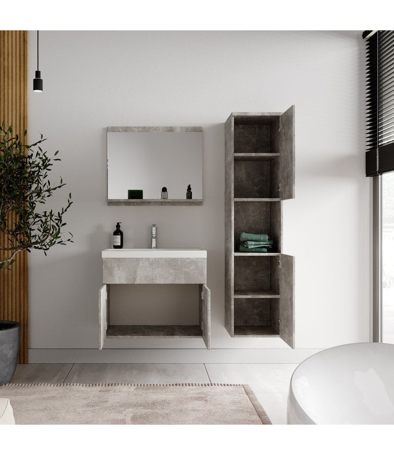 Badplaats Badkamermeubel Montreal 60cm Complete Set - Beton Grijs