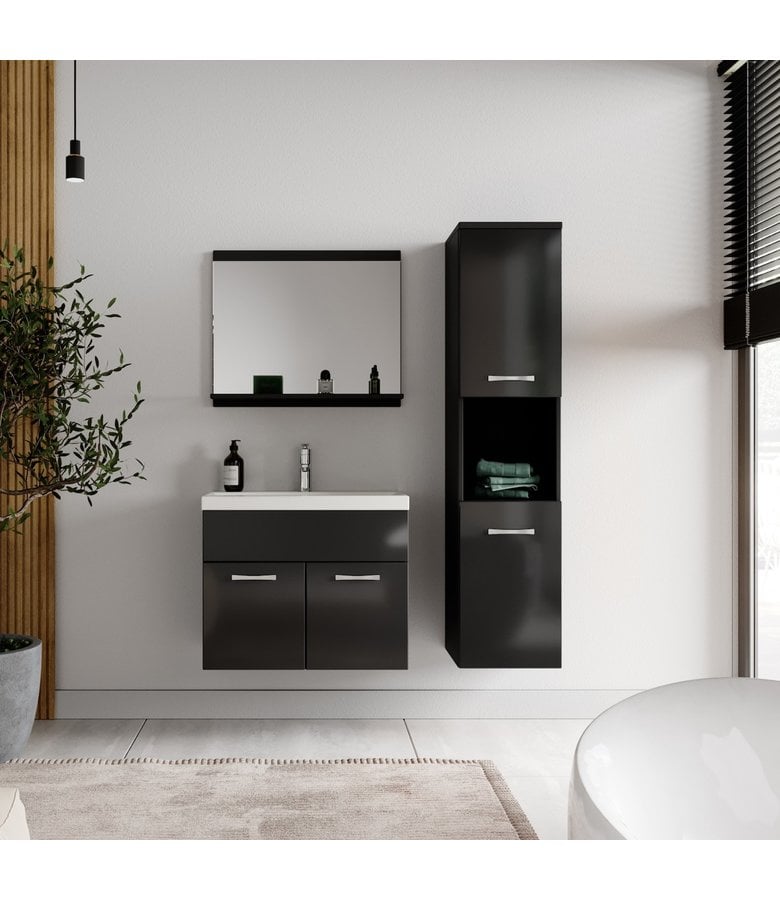 Badplaats Badkamermeubel Montreal 60cm Complete Set - Hoogglans Zwart
