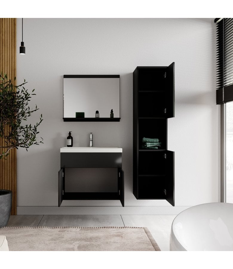 Badplaats Badkamermeubel Montreal 60cm Complete Set - Hoogglans Zwart