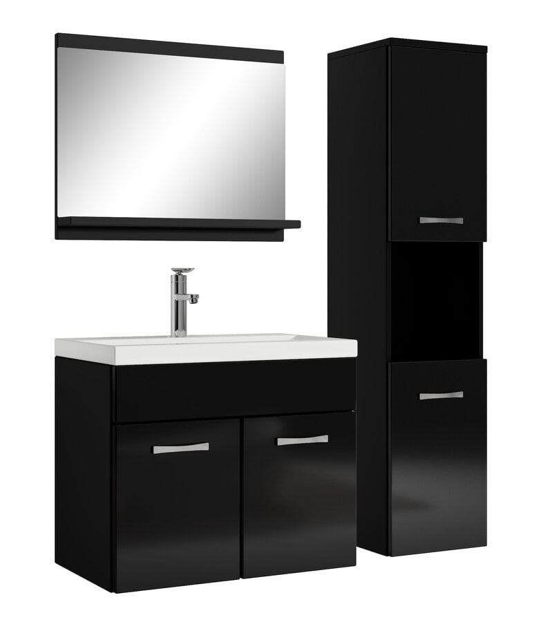 badplaats Badkamermeubel Montreal 60cm complete set - hoogglans zwart