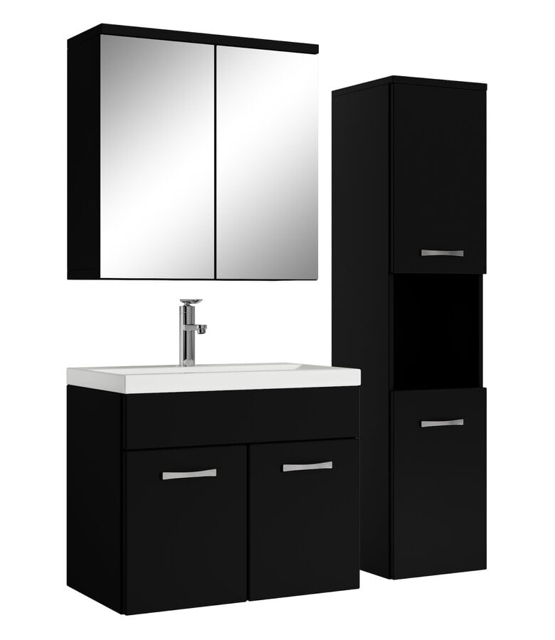 badplaats Badkamermeubel Montreal 60cm complete set met spiegelkast - mat zwart