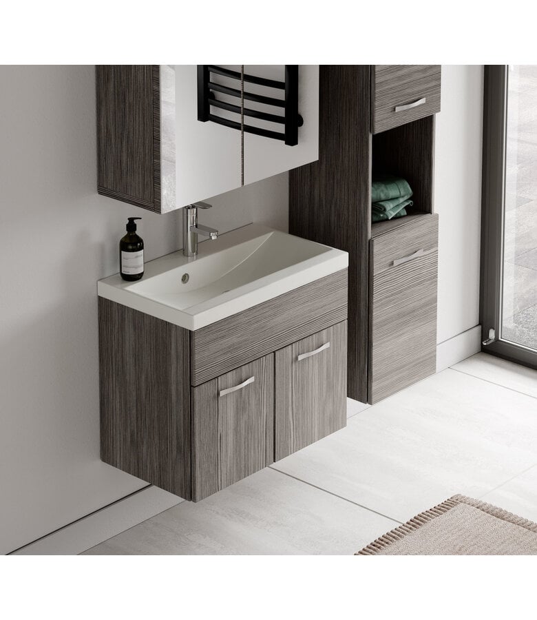 Badplaats Badkamermeubel Montreal 60cm Complete Set Met Spiegelkast - Grijs Eiken