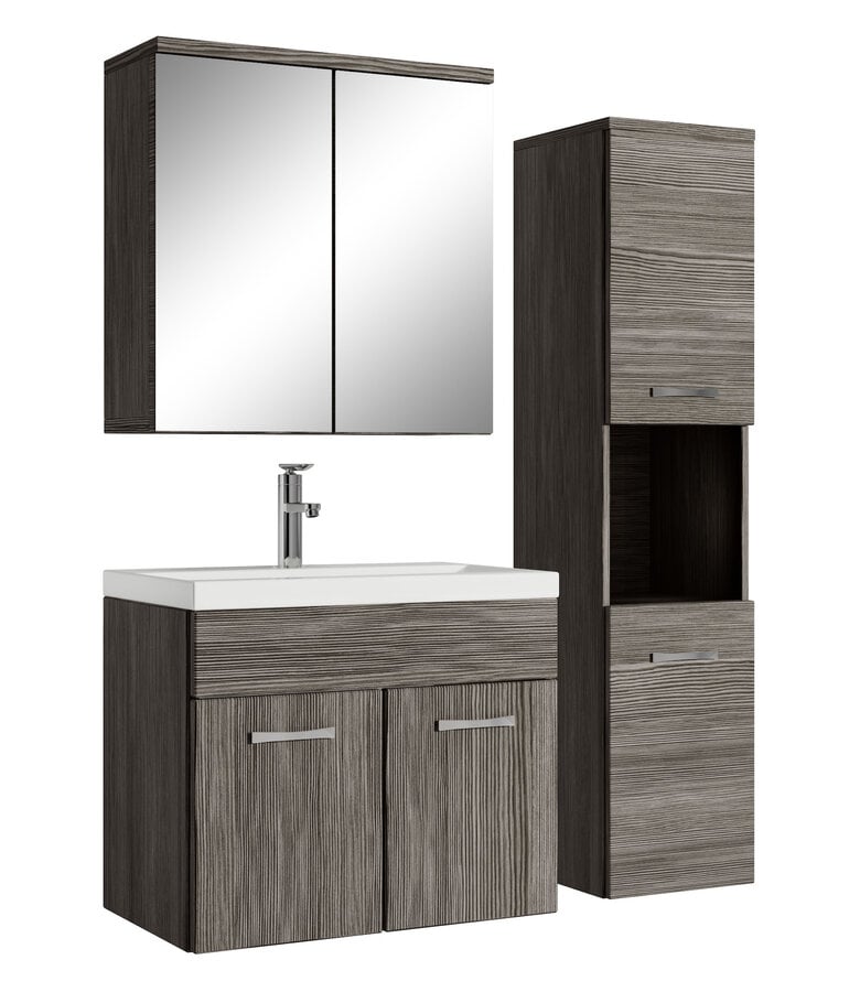 badplaats Badkamermeubel Montreal 60cm complete set met spiegelkast - grijs eiken