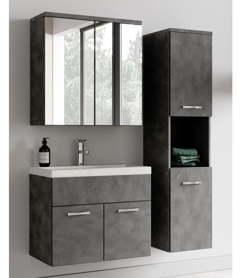 Badplaats Badkamermeubel Montreal 60cm Complete Set Met Spiegelkast - Donker Grijs
