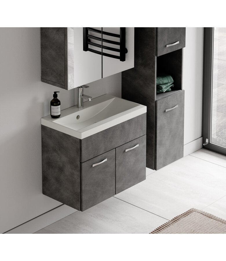 Badplaats Badkamermeubel Montreal 60cm Complete Set Met Spiegelkast - Donker Grijs