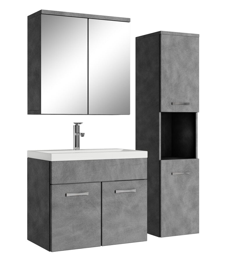 badplaats Badkamermeubel Montreal 60cm complete set met spiegelkast - donker grijs