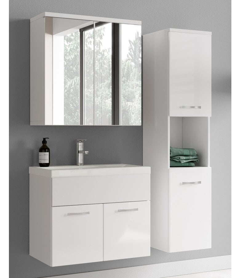 Badplaats Badkamermeubel Montreal 60cm Complete Set Met Spiegelkast - Hoogglans Wit
