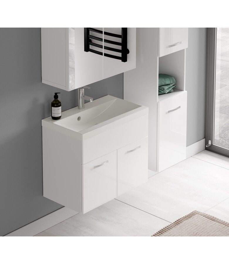 Badplaats Badkamermeubel Montreal 60cm Complete Set Met Spiegelkast - Hoogglans Wit