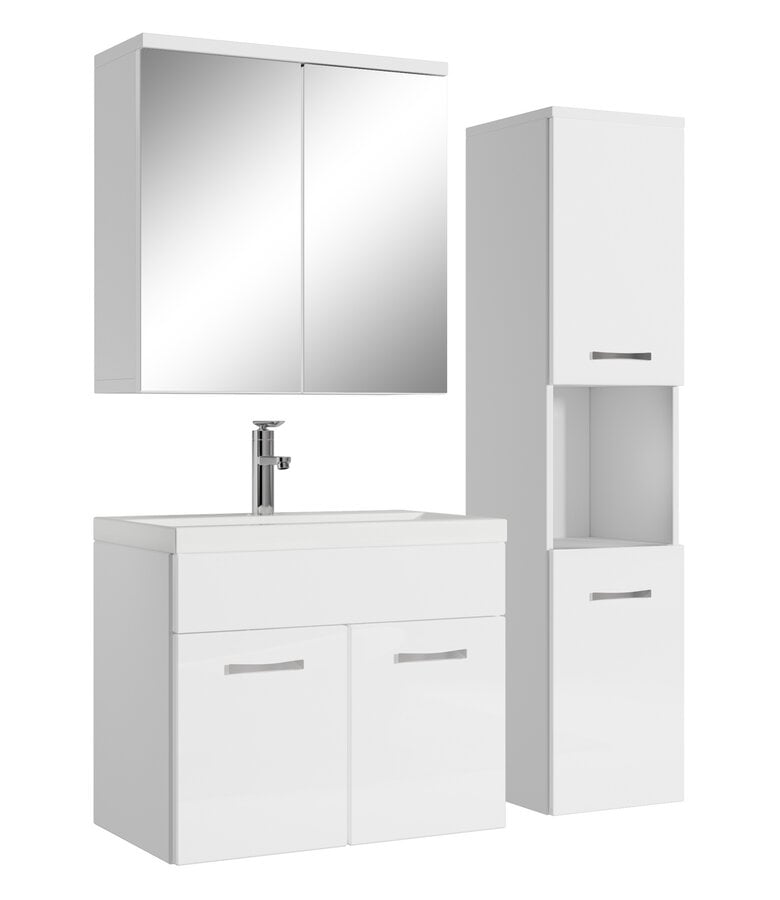 badplaats Badkamermeubel Montreal 60cm complete set met spiegelkast - hoogglans wit