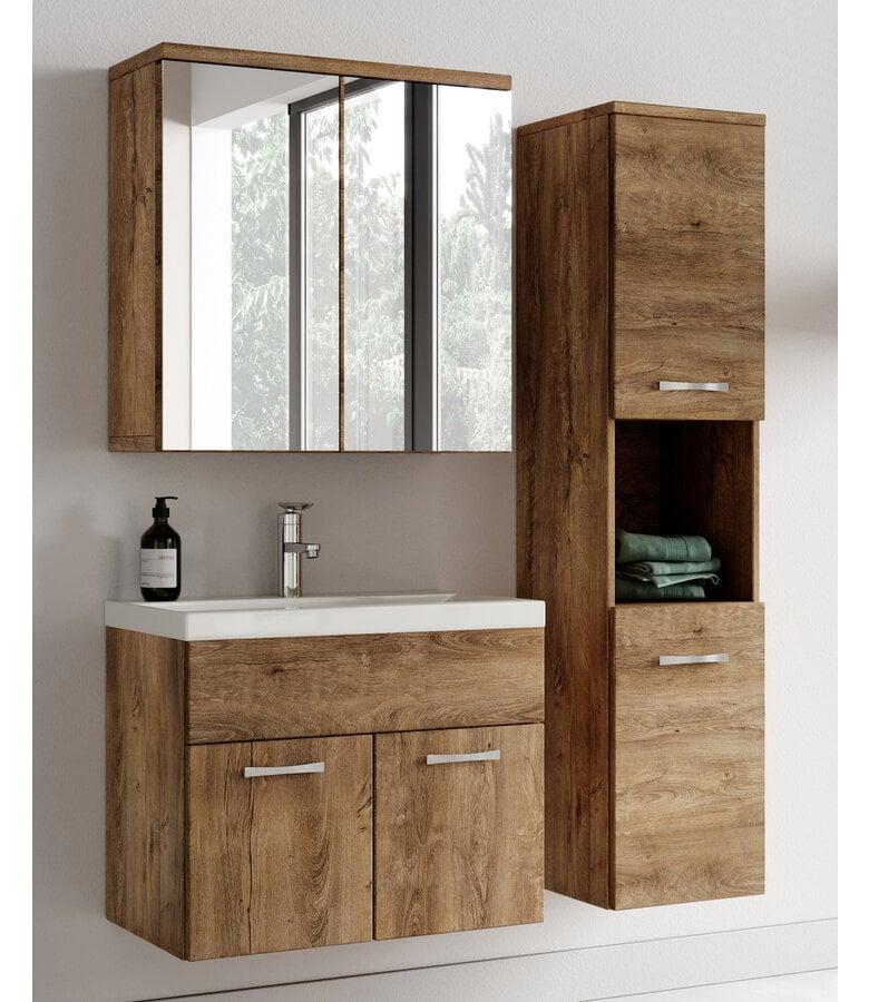 Badplaats Badkamermeubel Montreal 60cm Complete Set Met Spiegelkast - Bruin Eiken