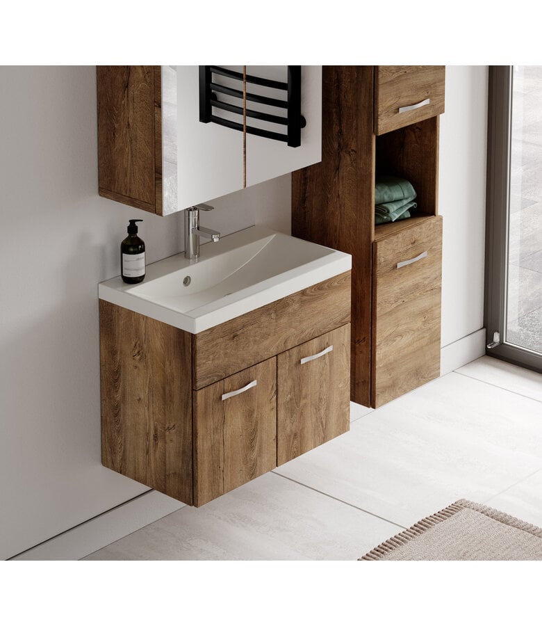 Badplaats Badkamermeubel Montreal 60cm Complete Set Met Spiegelkast - Bruin Eiken