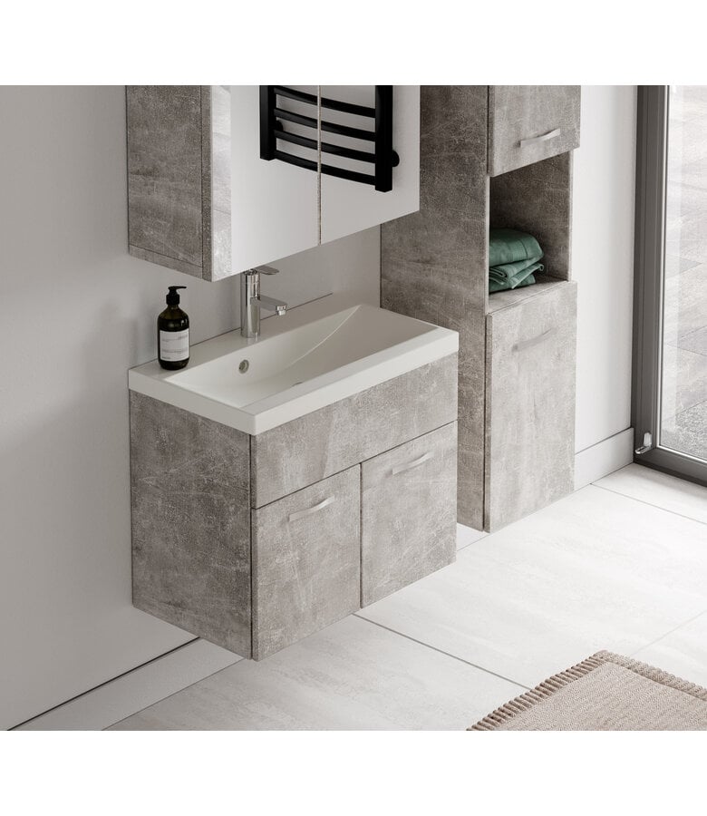 Badplaats Badkamermeubel Montreal 60cm Complete Set Met Spiegelkast - Beton Grijs