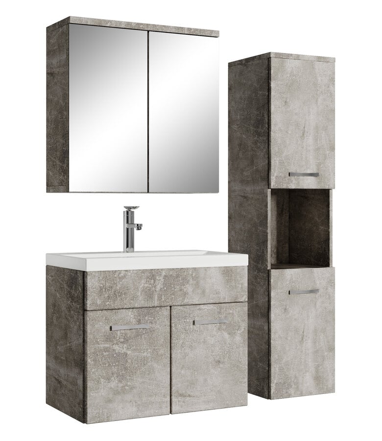 badplaats Badkamermeubel Montreal 60cm complete set met spiegelkast - beton grijs