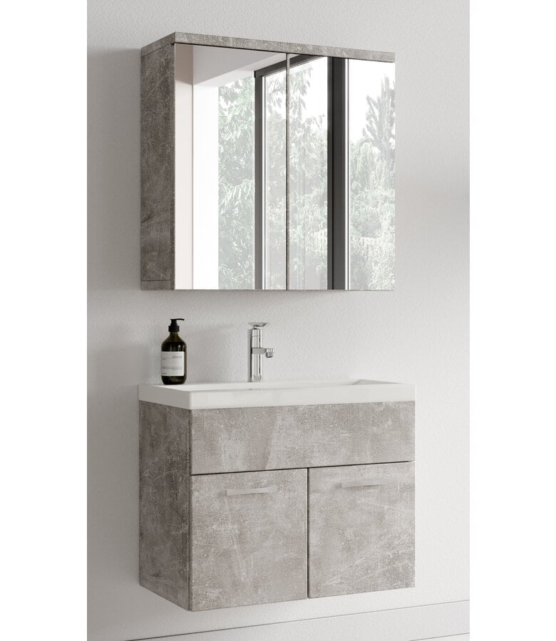 Badplaats Badkamermeubel Montreal 60cm Met Spiegelkast - Beton Grijs