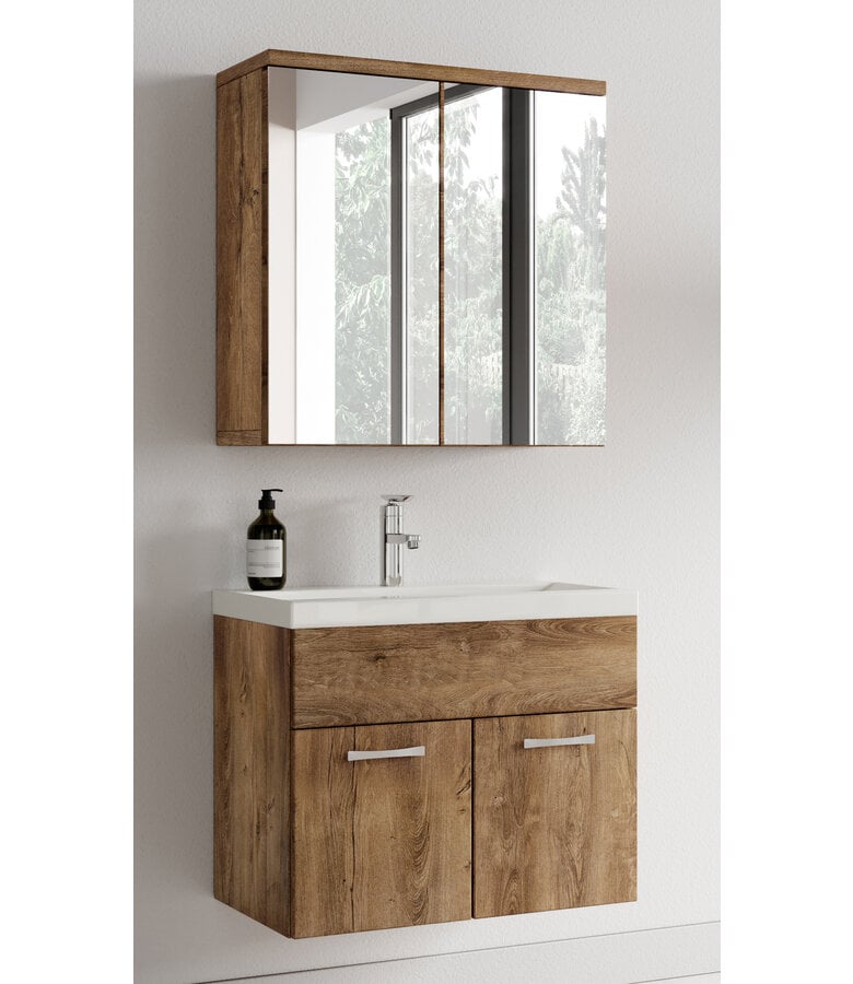 Badplaats Badkamermeubel Montreal 60cm Met Spiegelkast - Bruin Eiken