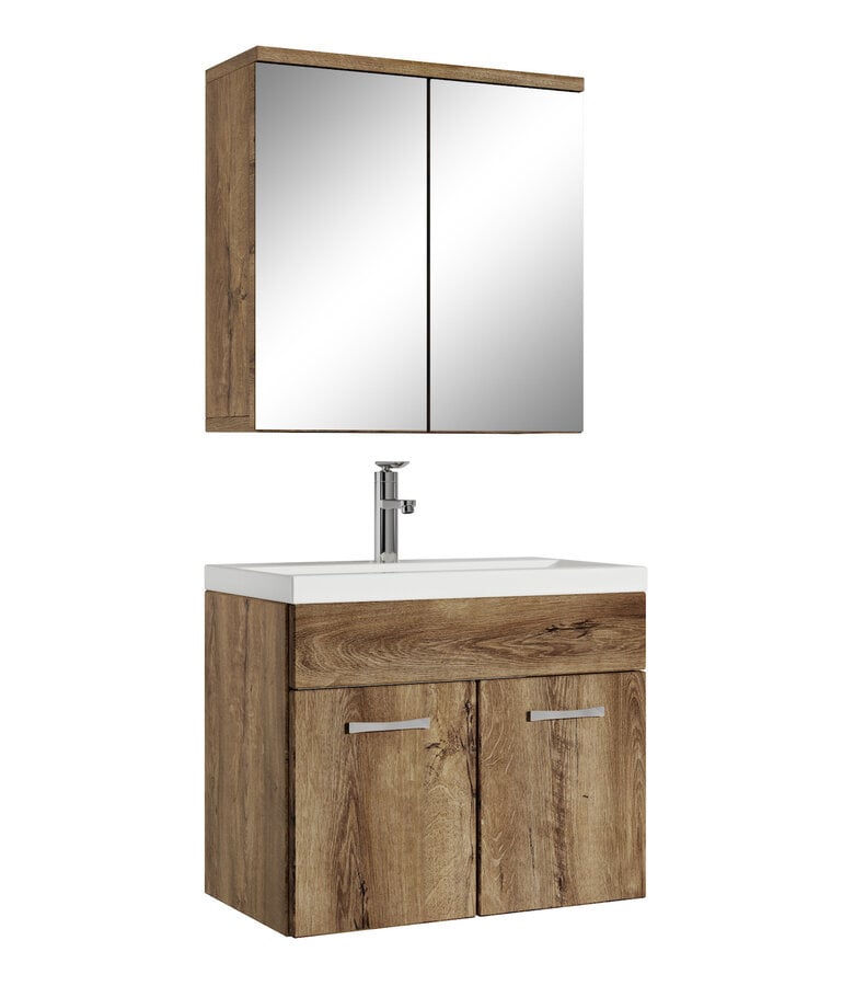 badplaats Badkamermeubel Montreal 60cm met spiegelkast - bruin eiken